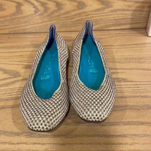 Rothy’s Square Toe 8.5 Gold Sparkle